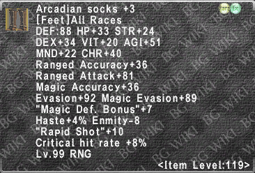 Arcadian Socks +3 description.png