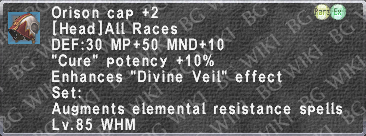 Orison Cap +2 description.png