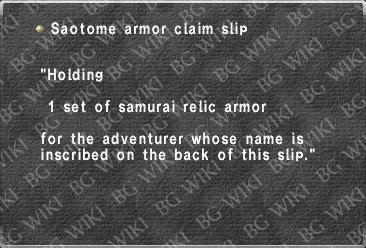 Saotome armor claim slip