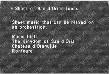 Sheet of San d'Orian tunes