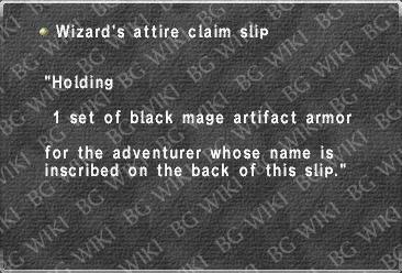 Wizard's attire claim slip