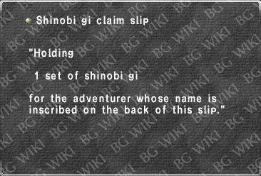 Shinobi gi claim slip