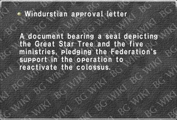 Windurstian approval letter