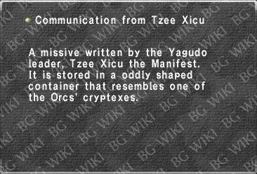 Communication from Tzee Xicu