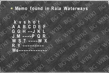 Memo found in Rala Waterways
