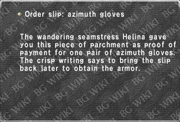 Order slip: azimuth gloves