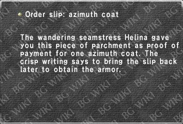 Order slip: azimuth coat