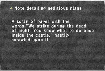 Note detailing seditious plans