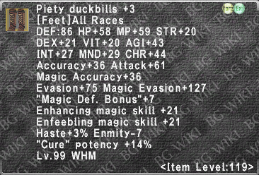 Piety Duckbills +3 description.png