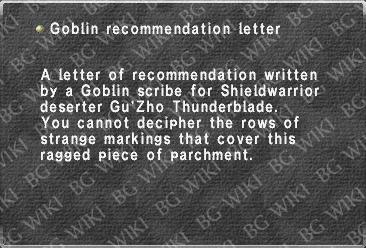 Goblin recommendation letter