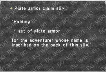 Plate armor claim slip