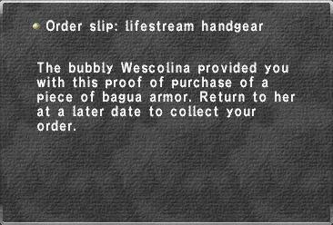 Order slip: lifestream handgear