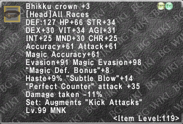 Bhikku Crown +3 description.png