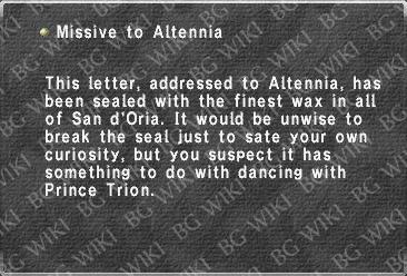 Missive to Altennia