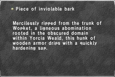 Piece of inviolable bark