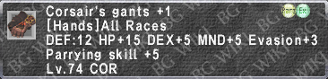 Corsair's Gants +1 description.png