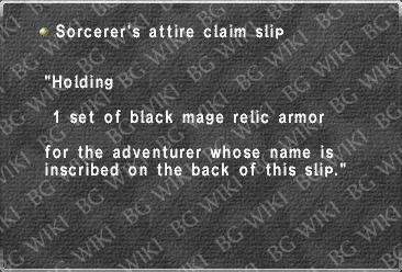 Sorcerer's attire claim slip