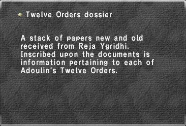Twelve Orders dossier