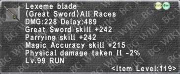 Lexeme Blade II description.png