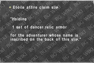 Etoile attire claim slip