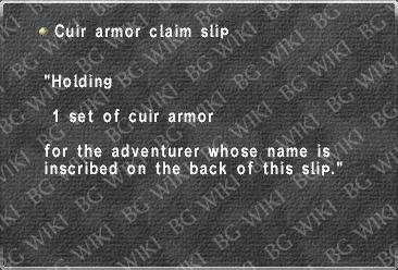 Cuir armor claim slip