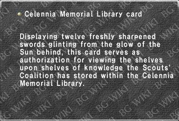 Celennia Memorial Library card