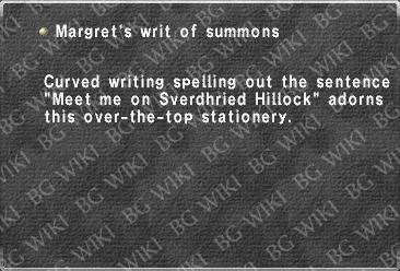 Margret's writ of summons