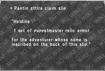 Pantin attire claim slip