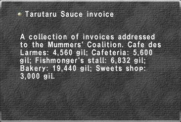 Tarutaru Sauce invoice