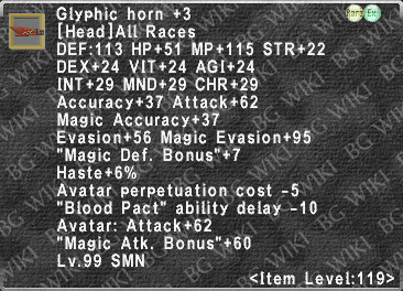 Glyphic Horn +3 description.png