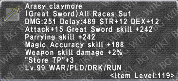 Arasy Claymore description.png