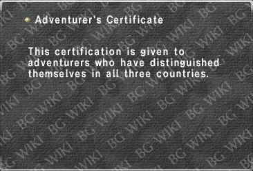 Adventurer's Certificate