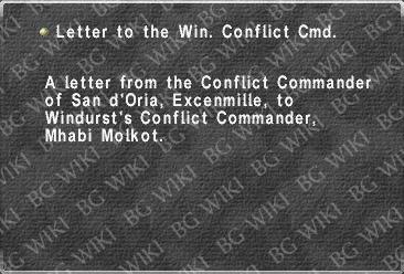Letter to the Win. Conflict Cmd. (San d'Oria)