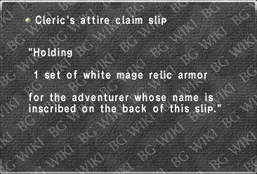 Cleric's attire claim slip