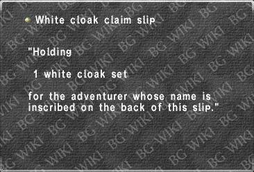 White cloak claim slip