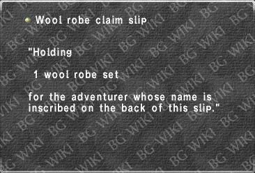 Wool robe claim slip