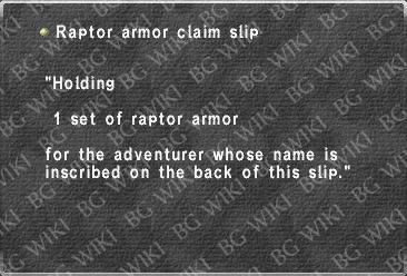 Raptor armor claim slip