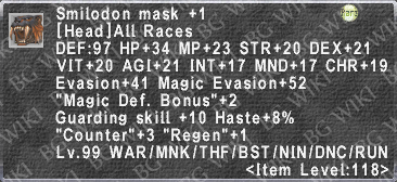 Smilodon Mask +1 description.png