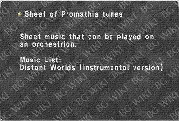 Sheet of Promathia tunes