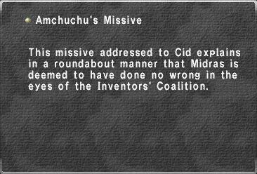 Amchuchu's Missive