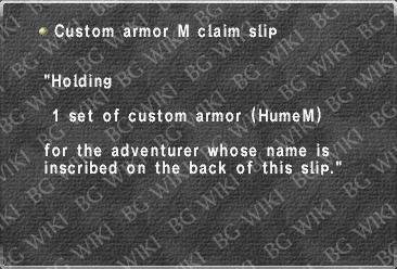 Custom armor M claim slip